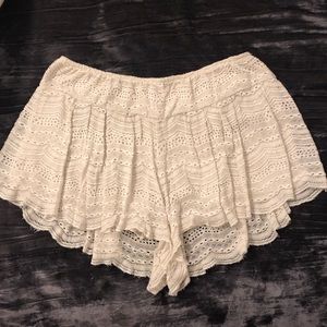 Cream white lace shorts